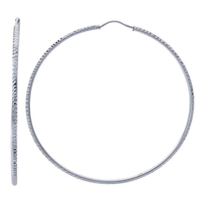 Sterling Silver Diamond-Cut Wire Hoop Earrings