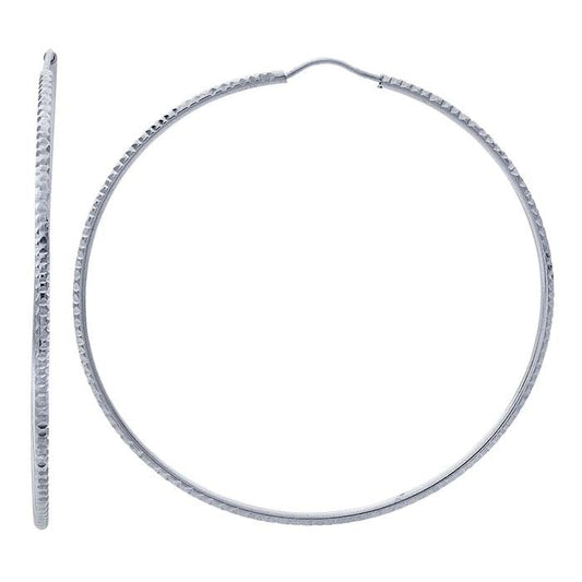 Sterling Silver Diamond-Cut Wire Hoop Earrings