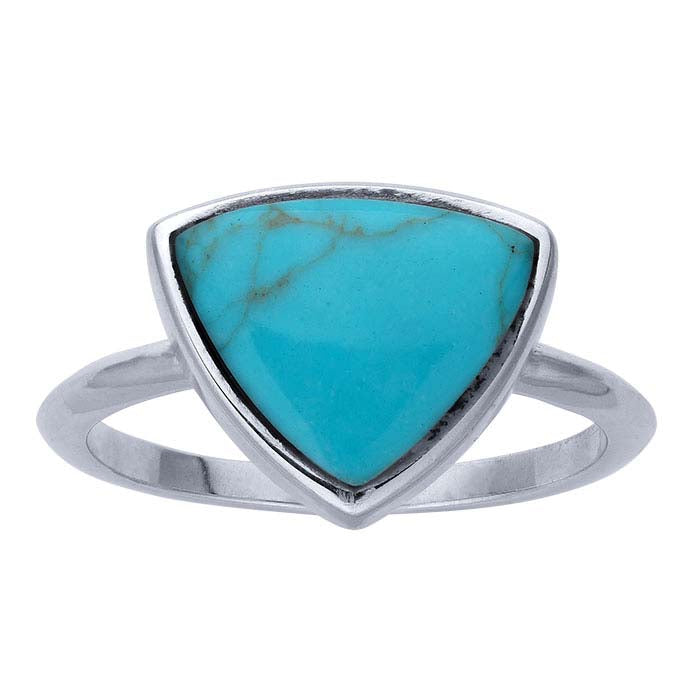 Sterling Silver Triangle Imitation Turquoise-Set Ring