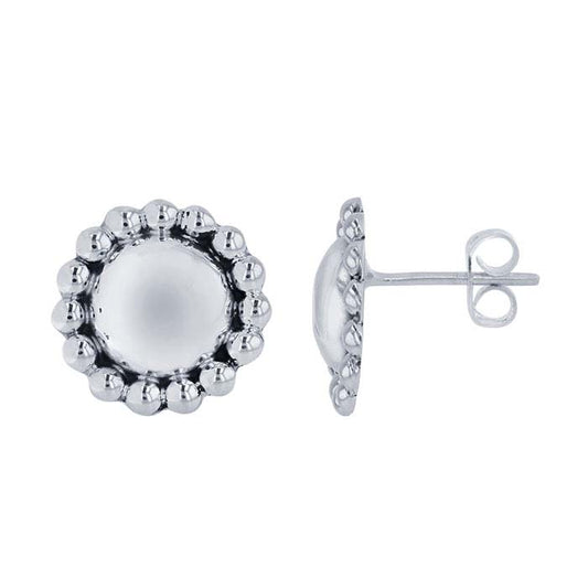 Sterling Silver Beaded Post Flower Earrings