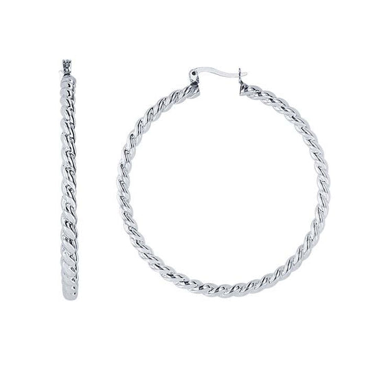 Sterling Silver Twist Rope Hoop Earrings