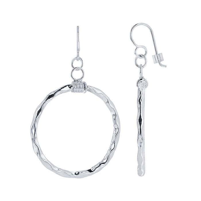 Sterling Silver Hammered Circle Earrings