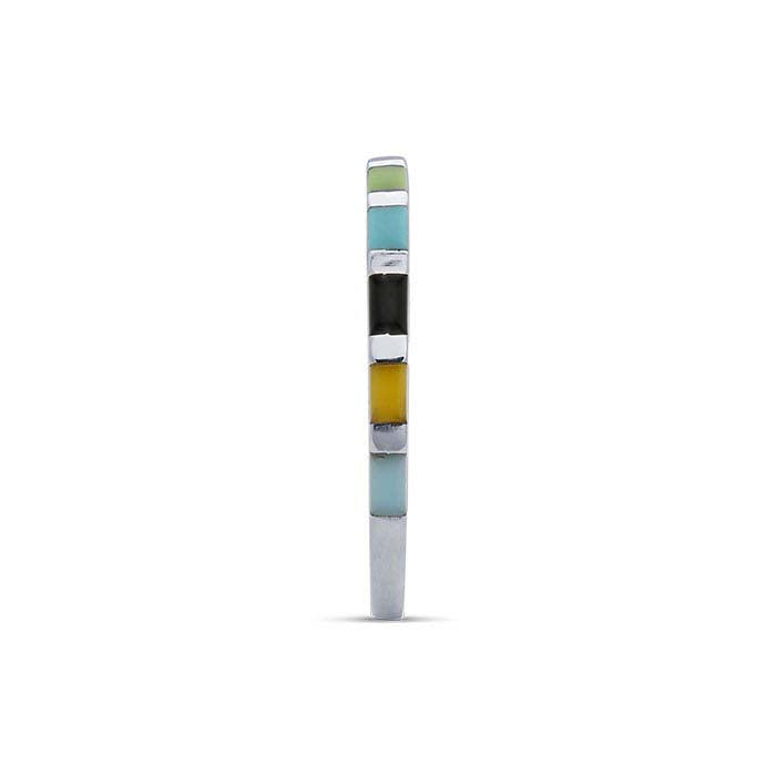 Sterling Silver Multi-Colored Imitation Stone-Set Ring