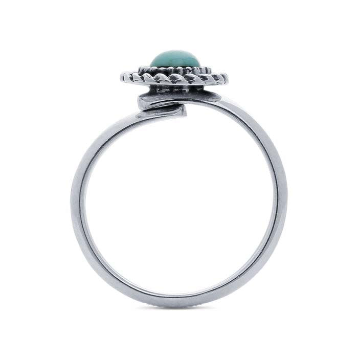 Sterling Silver Imitation Turquoise-Set Ring, Adjustable