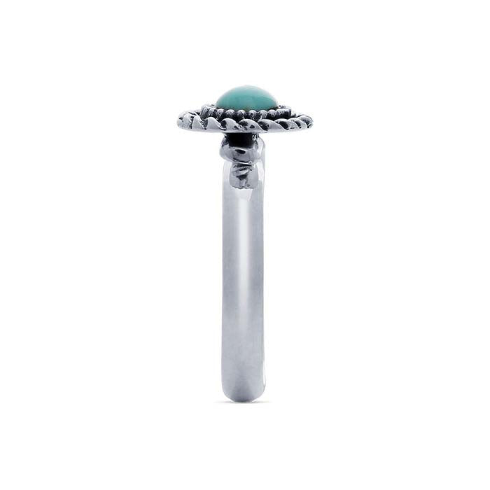 Sterling Silver Imitation Turquoise-Set Ring, Adjustable