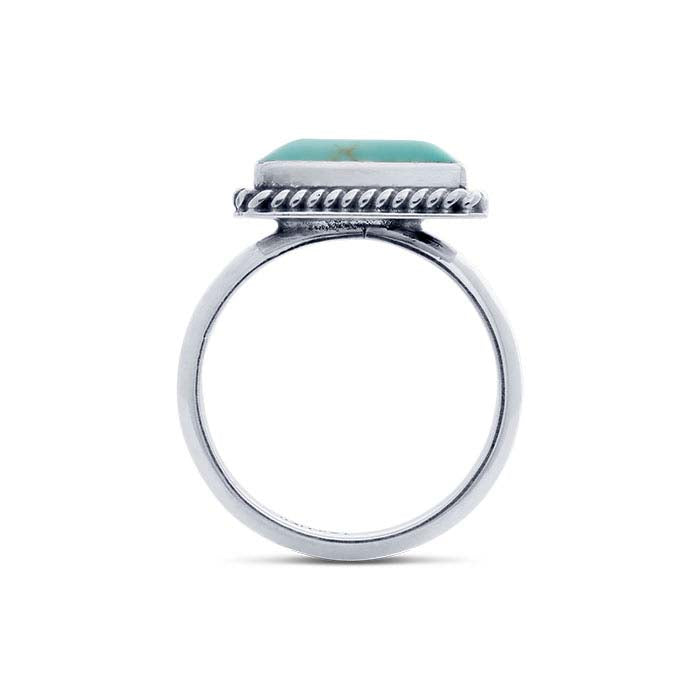 Sterling Silver Square Imitation Turquoise-Set Ring
