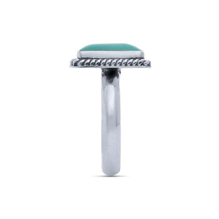 Sterling Silver Square Imitation Turquoise-Set Ring