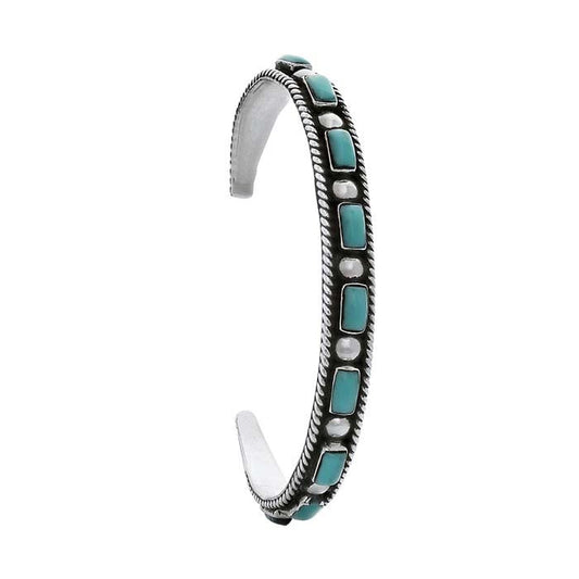 Sterling Silver Imitation Turquoise-Set Cuff Bracelet