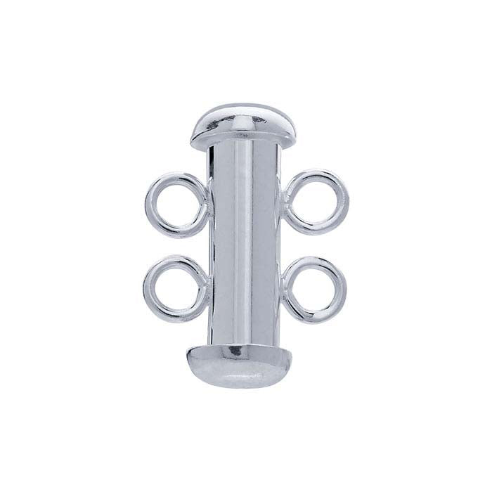 Chiusura a Scorrimento a Tubo in Argento Sterling 16 x 11,5 mm, 2 Fili