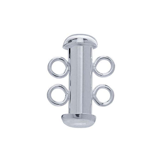 Sterling Silver 16 x 11.5mm Tube Slide Clasp, 2-Strand