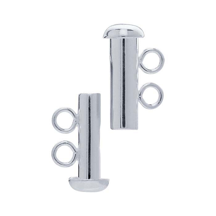 Chiusura a Scorrimento a Tubo in Argento Sterling 16 x 11,5 mm, 2 Fili