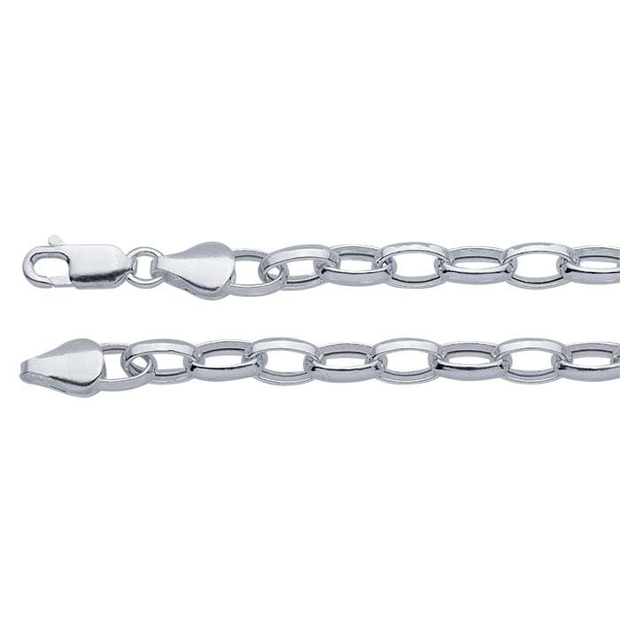 Sterling Silver Drawn Oval Rolo Chain