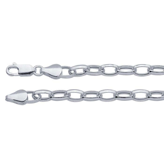 Sterling Silver Drawn Oval Rolo Chain