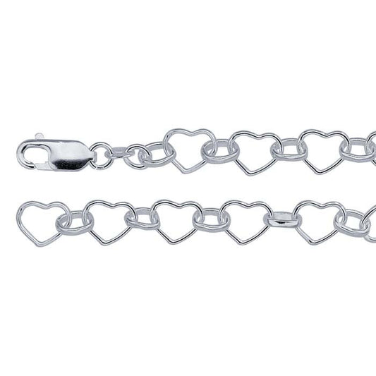 Sterling Silber 8mm Herz Gliederkette