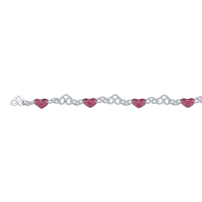Sterling Silver Pink Heart Link Chain, By the Foot