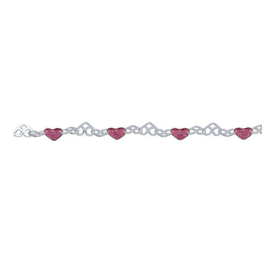 Sterling Silver Pink Heart Link Chain, By the Foot