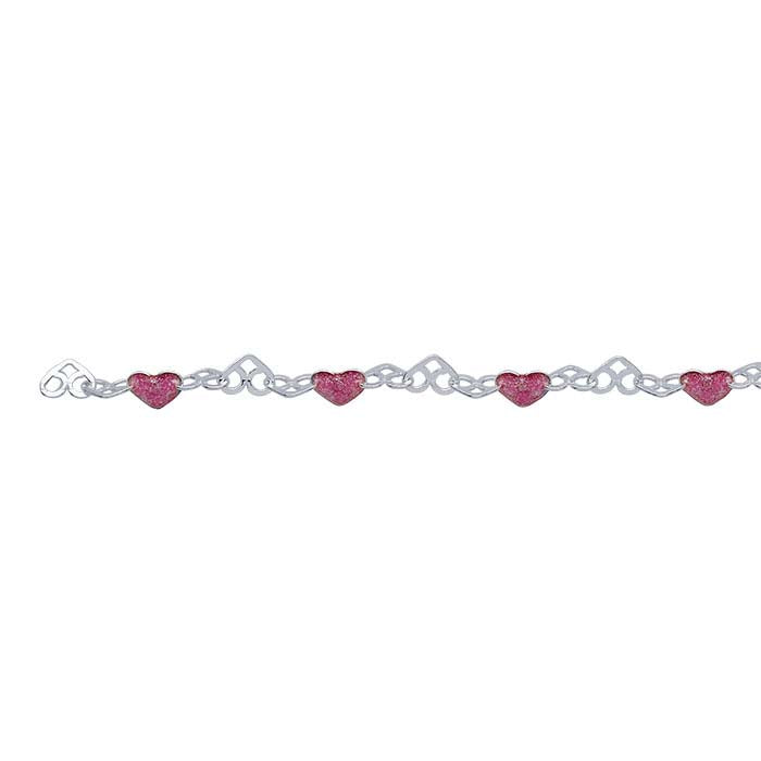 Sterling Silver Pink Heart Link Chain, By the Foot