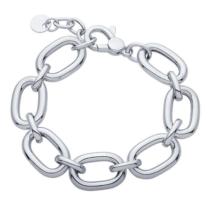 Sterling Silver 13.9mm Oval Cable Chain Bracelet