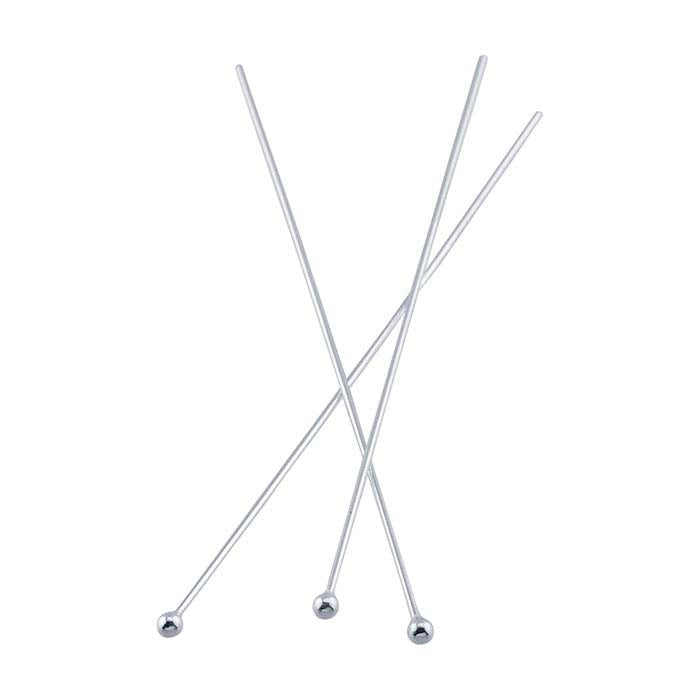 Sterling Silver Ball Head Pin, 0.51mm, 3/4-Hard