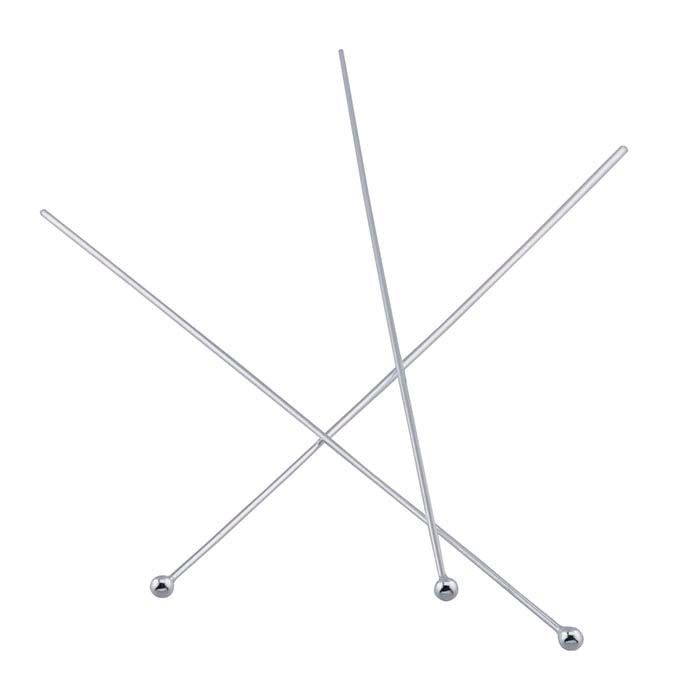 Sterling Silver Ball Head Pin, 0.51mm, 3/4-Hard