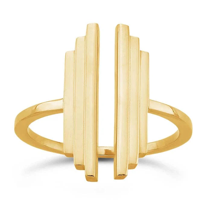 Bronze Stepped Bars Bypass Ring, Adjustable