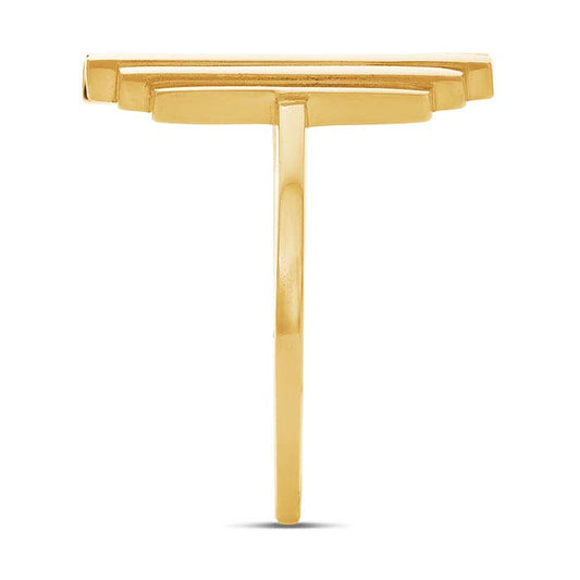 Bronze Stepped Bars Bypass Ring, Adjustable