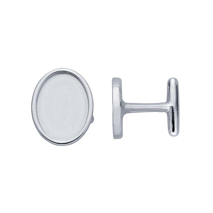 Sterling Silver 16 x Oval Cabochon Cuff Link Mounting