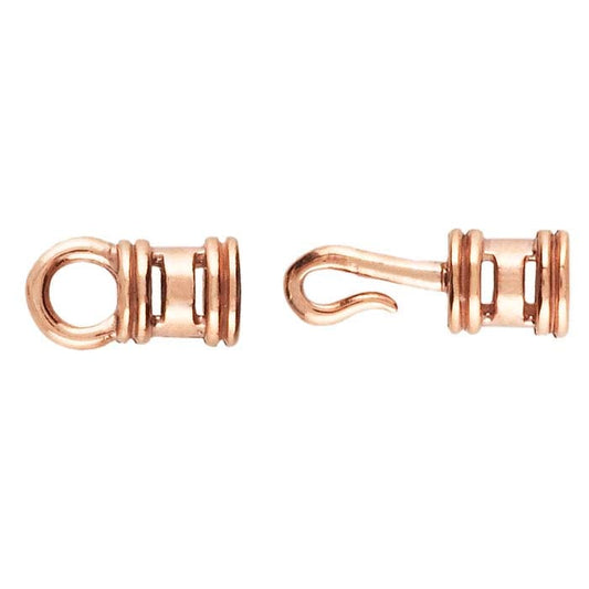 Copper Double-Banded Crimp-Style Hook & Eye Clasp