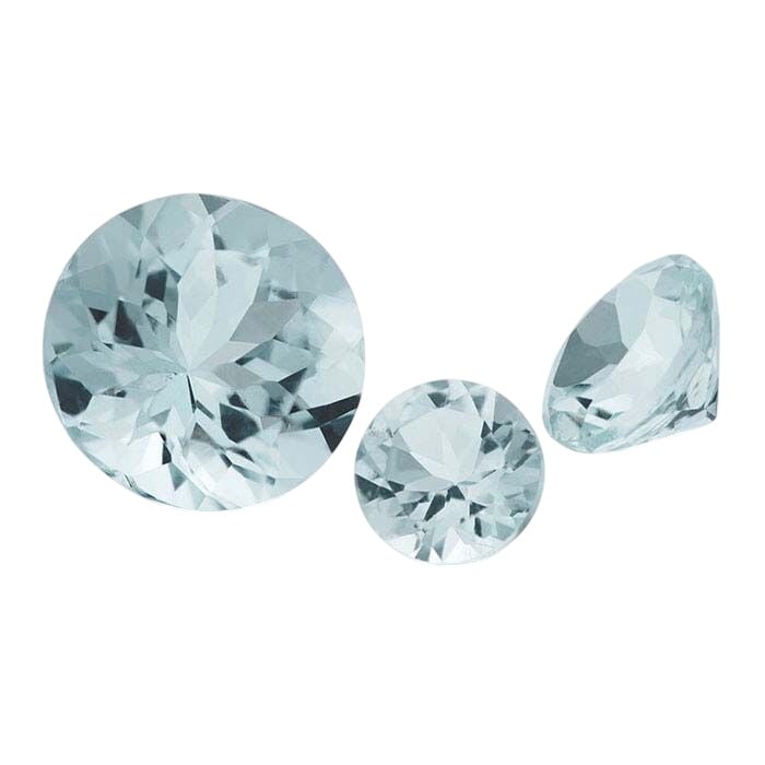 Aquamarine Round Faceted Gemstones, AA-Grade