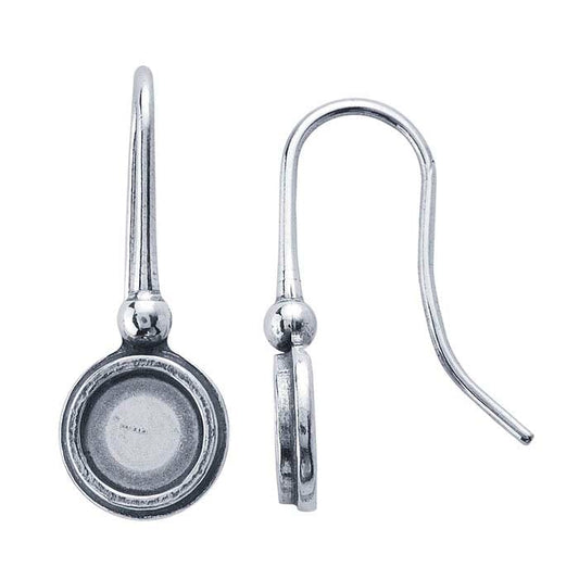 Sterling Silver Round Cabochon Ear Wire Mounting