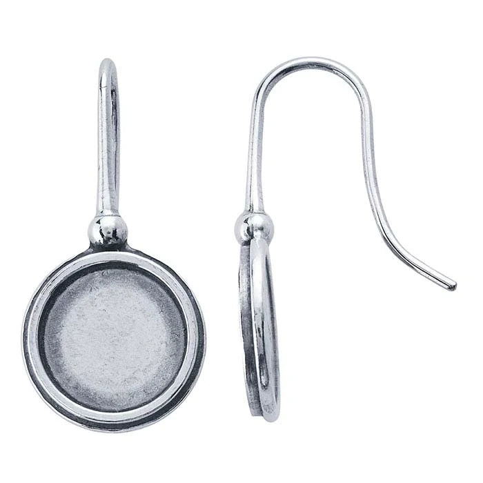 Sterling Silver Round Cabochon Ear Wire Mounting