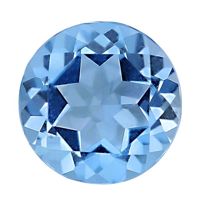 Swiss-Blue Topaz Round Faceted Gemstones, AA-Grade