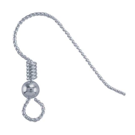 Sterling Silver SlipLess™ Ear Wire with Loop, 3mm Bead and Coil