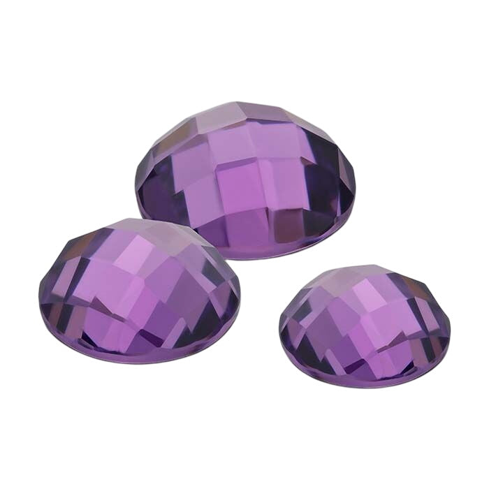 Purple CZ Round Rose-Cut Cabochon