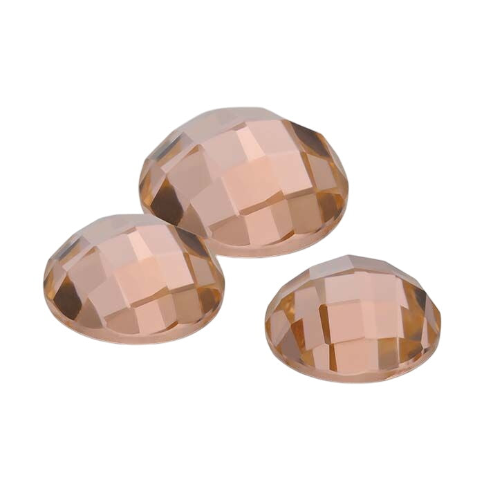 Peach CZ Round Rose-Cut Cabochon