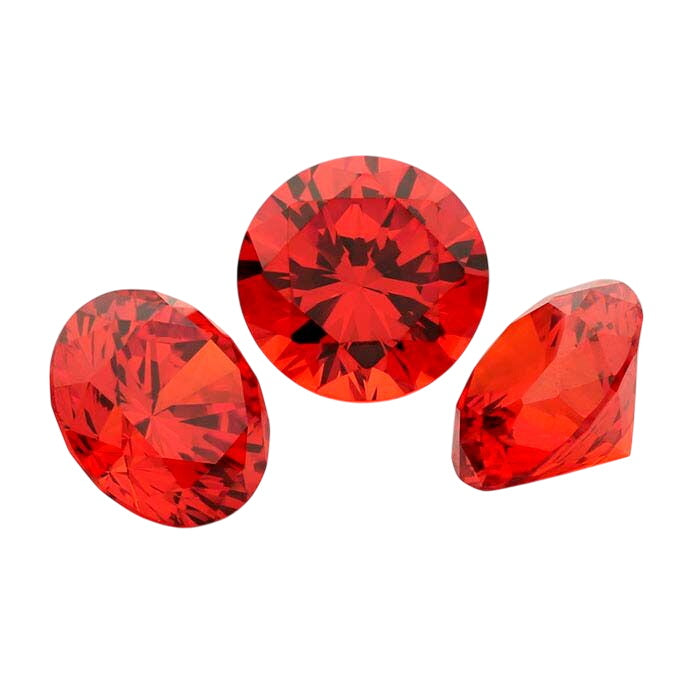 Orange CZ Round Faceted Gemstone