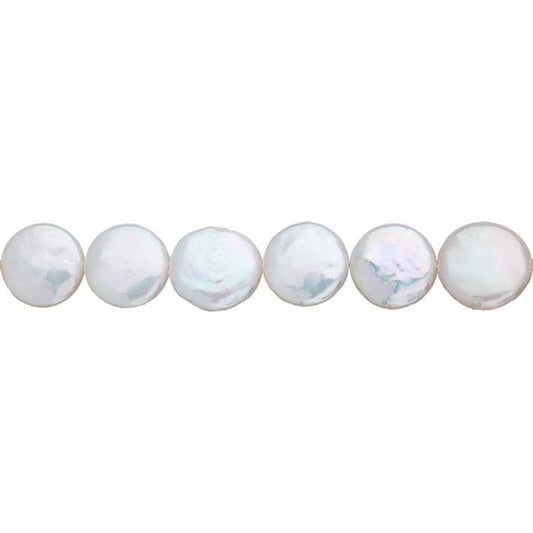 Färskvattenodlade 12–13 mm myntpärlor, vit, A-klass