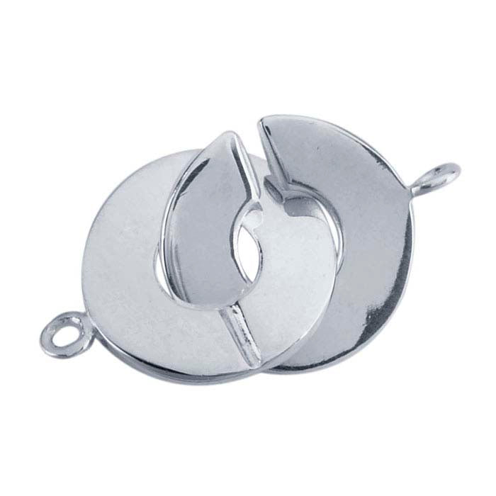 Chiusura a gancio e occhiello rotonda incastrabile in argento sterling 29 x 16,5 mm