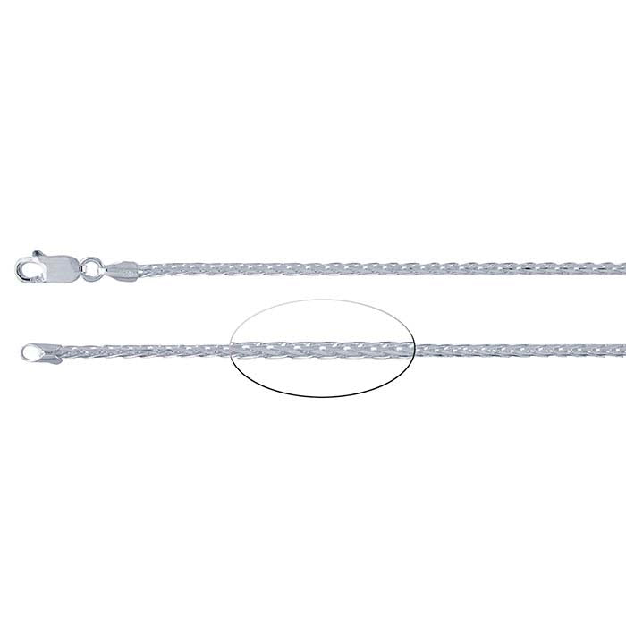 Catena di grano tonda in argento sterling 2,3 mm