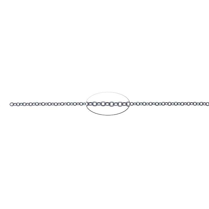 Sterling Silver Patterned Oxidized Oval Cable Chain
