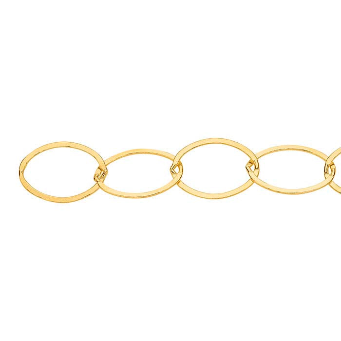 14/20 Yellow Gold-Filled 13.8mm Flat Oval Cable Chain, By the Foot