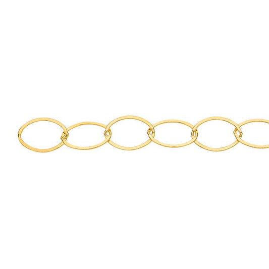 14/20 Gelbgold gefüllte, flache, ovale Kabelkette, 13,8 mm, pro Fuß