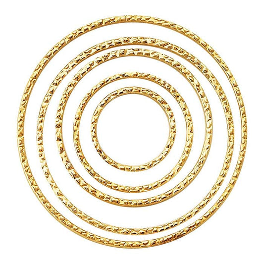 14/20 Yellow Gold-Filled Flat Textured Concentric Round Component Set