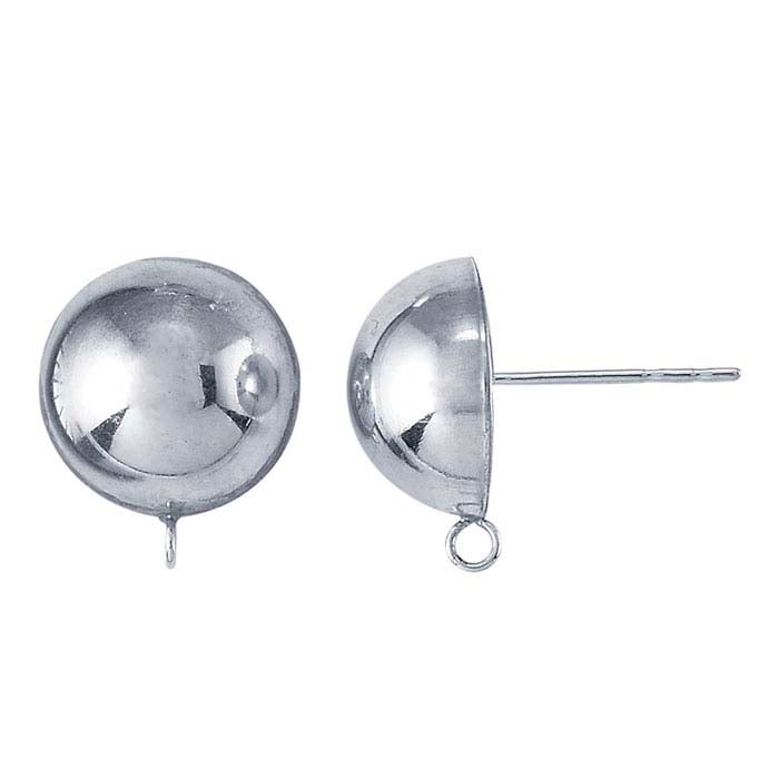 Sterling Silver Hollow Half-Ball Post Earring with Closed Ring