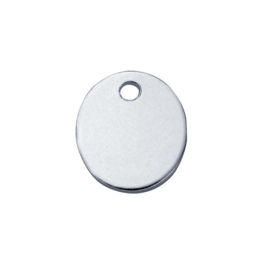 Sterling Silver 7.4 x 6.4mm Oval Tag, 0.51mm