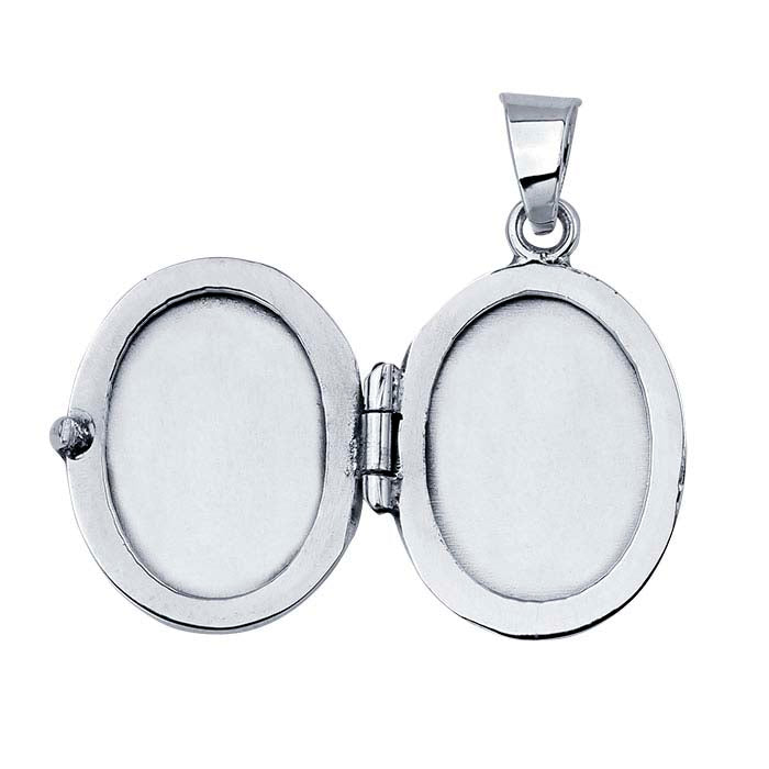 Sterling Silver Flat Oval Photo Locket Pendant