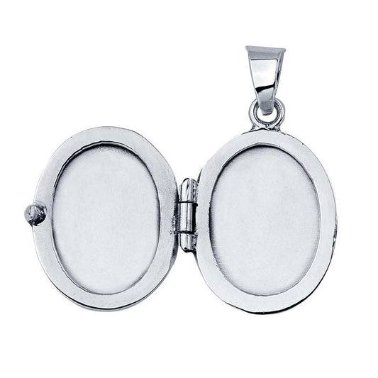 Sterling Silver Flat Oval Photo Locket Pendant