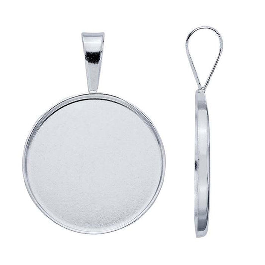 Sterling Silver Round Cabochon Pendant Mounting