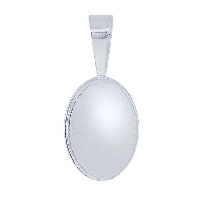 Sterling Silver 18 x 13mm Oval Cabochon Pendant Mounting