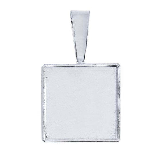 Sterling Silver Square Cabochon Pendant Mounting